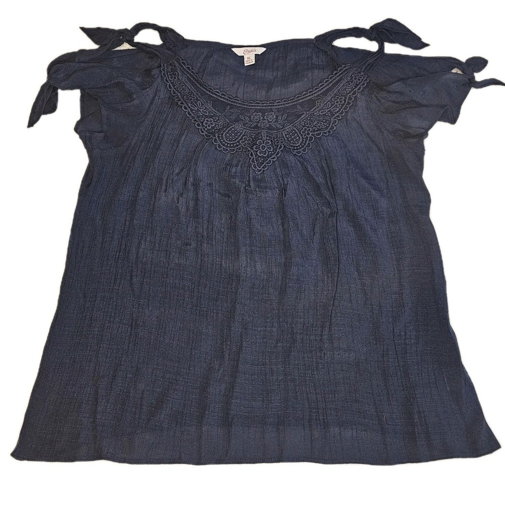 CANDIES COLD SHOULDER NAVY BLUE BLOUSE WOMEN'S SIZE XLARGE